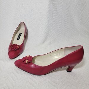 Vintage Evan Picone Red‎ Leather Pumps Made In Spain Size 10